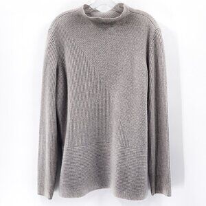 SAKS FIFTH AVENUE Soft 100% Cashmere Mock Neck Pullover Sweater Gray